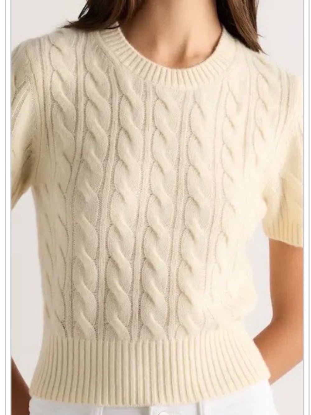 Quince Mongolian Cashmere Shrunken Cable Sweater Tee. Like new